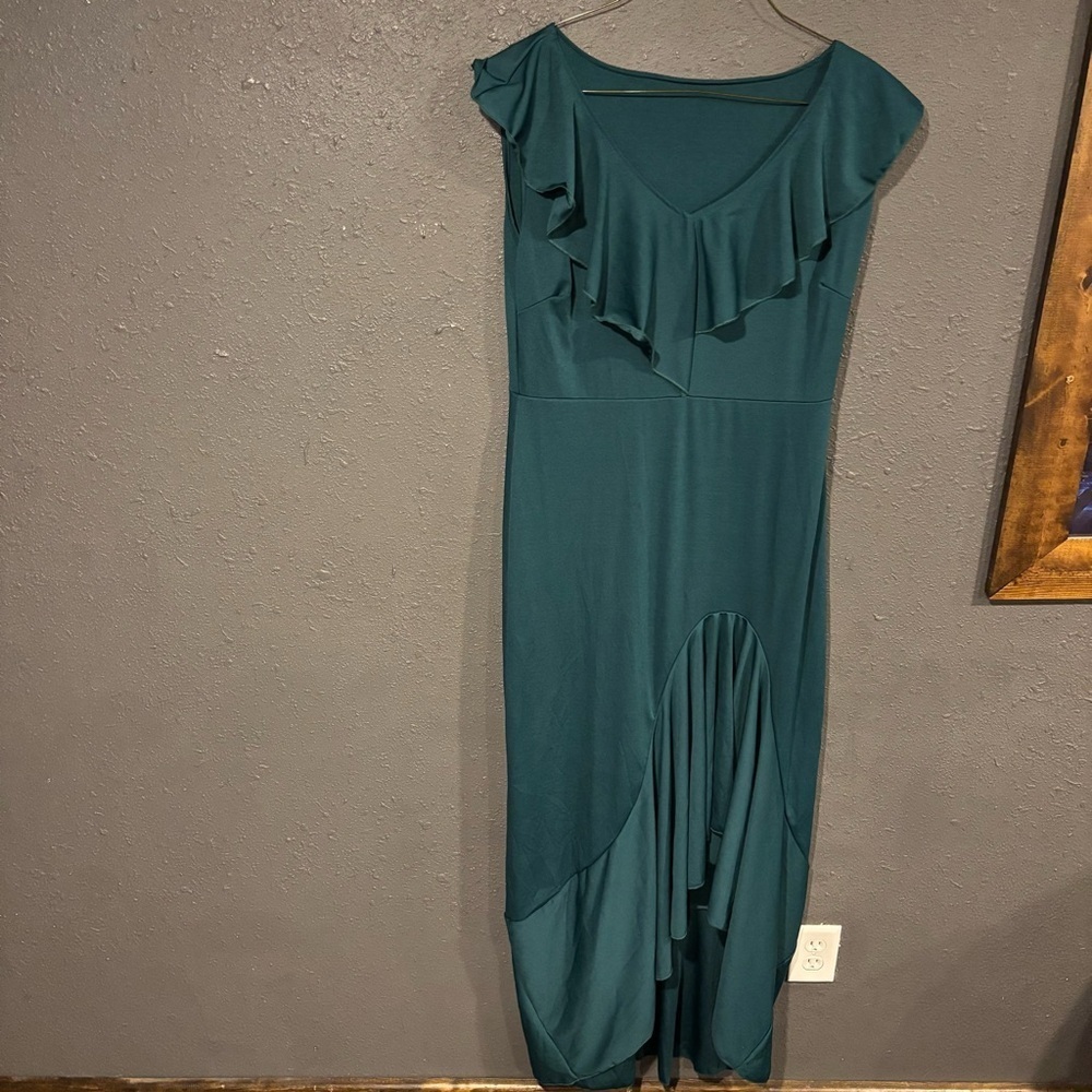 Elegant Teal Ruffle Dress